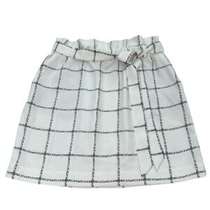 Express Windowpane Skirt Size Medium Belt Pockets White Black